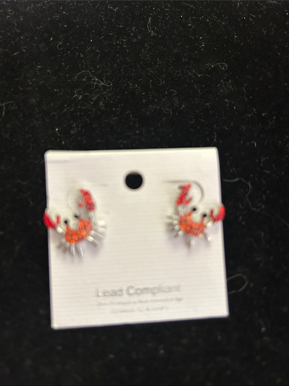 Source Unknown Orange and Red Crab Stud Earrings